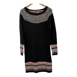 Athleta Black Long Sleeve Fair Isle Sweater Dress Knee Length Size Medium M